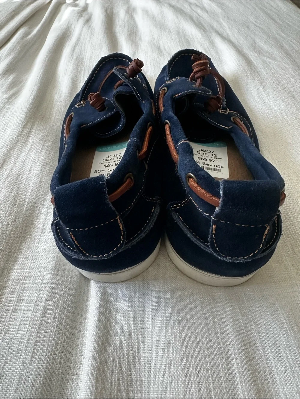 ALDO Navy Suede Boat Shoes with Brown Leather Laces
